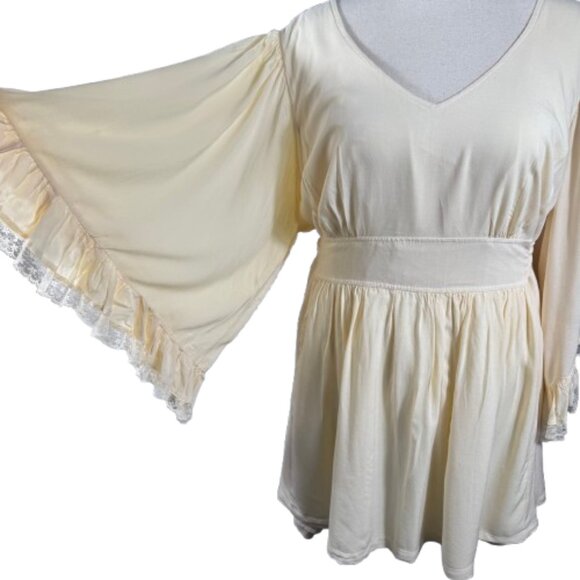 ModCloth Buttercup Belle Lace Sleeve Fairy Whimsy Romantic Cream Boho Dress 4X - Picture 2 of 16